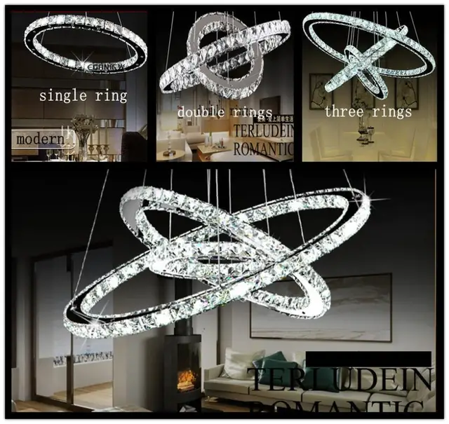 Tienda online lámparas blancas 2014 anillo led k9 crystal lustre ...