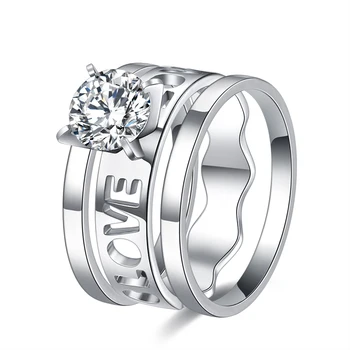 

DOTIFI 316L Stainless Steel Rings For Women Love 3 rings Engagement Wedding Ring Jewelry
