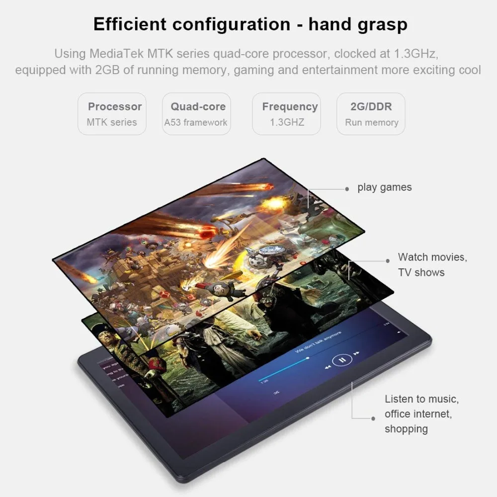 Tablet PC Andriod 7.0 System WiFi Tablet IPS 1920x1200 Touch Screen 2GB RAM 32GB ROM Bluetooth 2.0+5.0MP Dual Camera Tablet PC Andriod 7.0 System WiFi Tablet IPS 1920x1200 Touch Screen 2GB RAM 32GB ROM Bluetooth 2.0+5.0MP Dual Camera