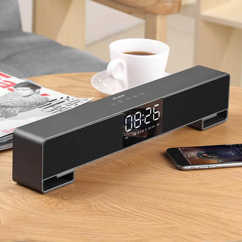 

F4 Intelligent Clock Wireless Bluetooth LED Digital Alarm Clock Nightlight Table Clock Speaker Subwoofer Stereo Mini Stereo