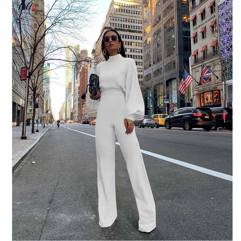 Black and white long sleeve jumpsuit Clearance