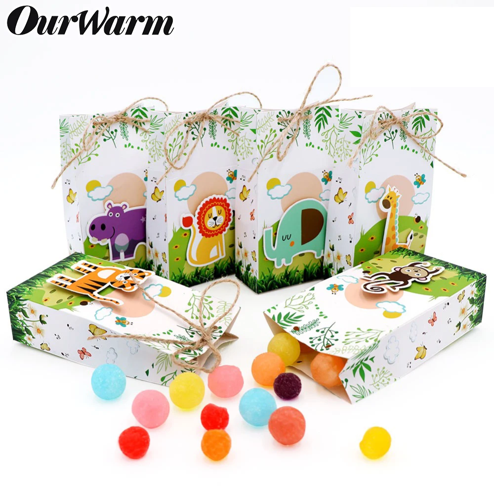 OurWarm 6 шт. 3D Мультяшные животные бумажные подарочные пакеты для детей на день