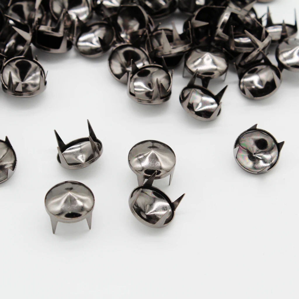 fityle 100Pcs Round Cone Rivets Metal Studs Spots Gothic DIY Leathercraft 12mm Black For Bags Clothes Hats Decor