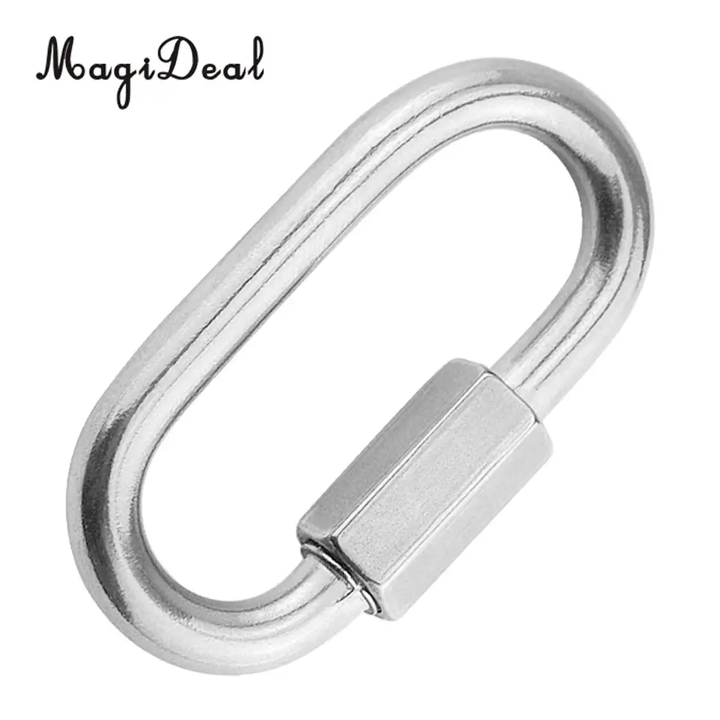 5mm X 50mm Stainless Steel Carabiner Screw Lock Quick Link Ring Hook Buckle