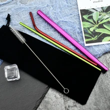 5 шт./компл. многоразовые, для питья соломы из нержавеющей стали Экологичные прямые/Набор инструментов металлическая соломинка с чистящей щеткой бар аксессуары