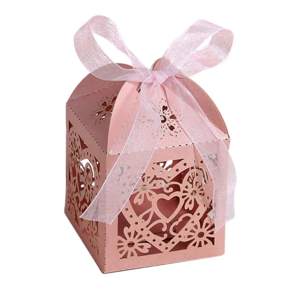 

100 Pcs Wedding Candy Box Love Heart Hollow Party Wedding Favors Gifts Candy Boxes Gift Holders Free Shipping