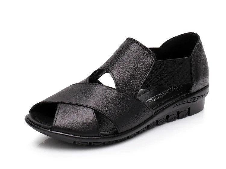 Oukahui/ брендовые Летние повседневные сандалии-гладиаторы в римском стиле; женская обувь; sandalia feminina; удобные босоножки из натуральной кожи на танкетке - Цвет: Black