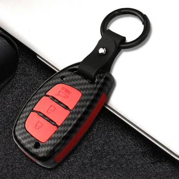 

Fashion ABS+Silica gel Carbon fiber Car Remote Key Case Cover For Hyundai IX25 IX35 I20 I30 I40 hb20 Santa Fe Creta Solaris 2017