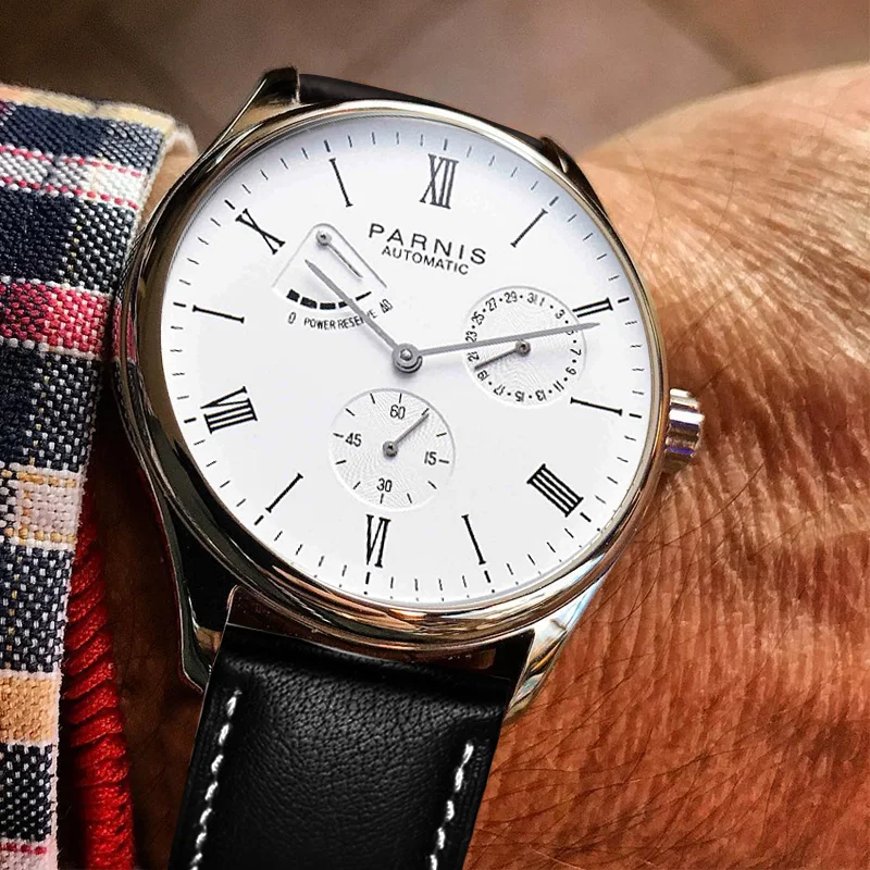 Watch Fashion Luxury Parnis 41.5MM Power Reserve Automatic Mechanical Self Winding Men Mekanik Kol Saati Relogio Automatico mechanical watch