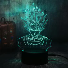 Cartoon 3D LED Lamp Dragon Ball Super Saiyan God Son Goku Action Figures Table Lamp 7 Color Night Light Boys Christmas Gift Lava