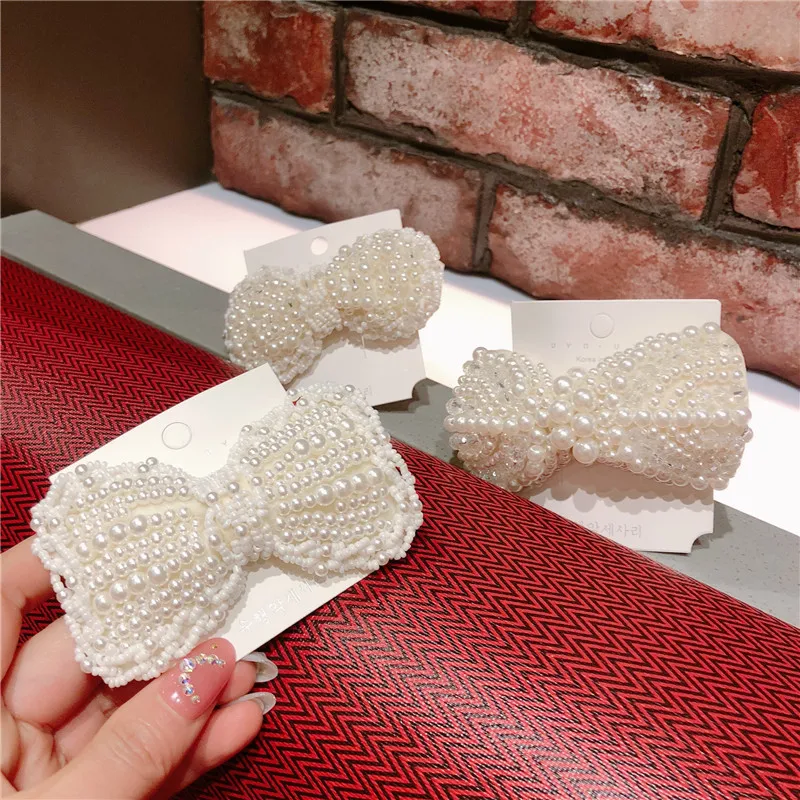 

Korea Full Pearl Hair Accessories Super Shinning Side Clip Hair Clips For Girls Hair Bows Hairpins Barrette Hairgrips