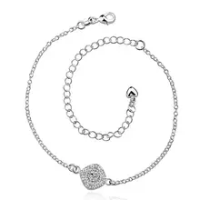 Горячее предложение! Распродажа! Посеребренные ножные браслеты, мода 925, серебряные ювелирные изделия, очаровательные ножные браслеты, белые стразы, цепочка на ногу, ножные браслеты для женщин, SA037-B