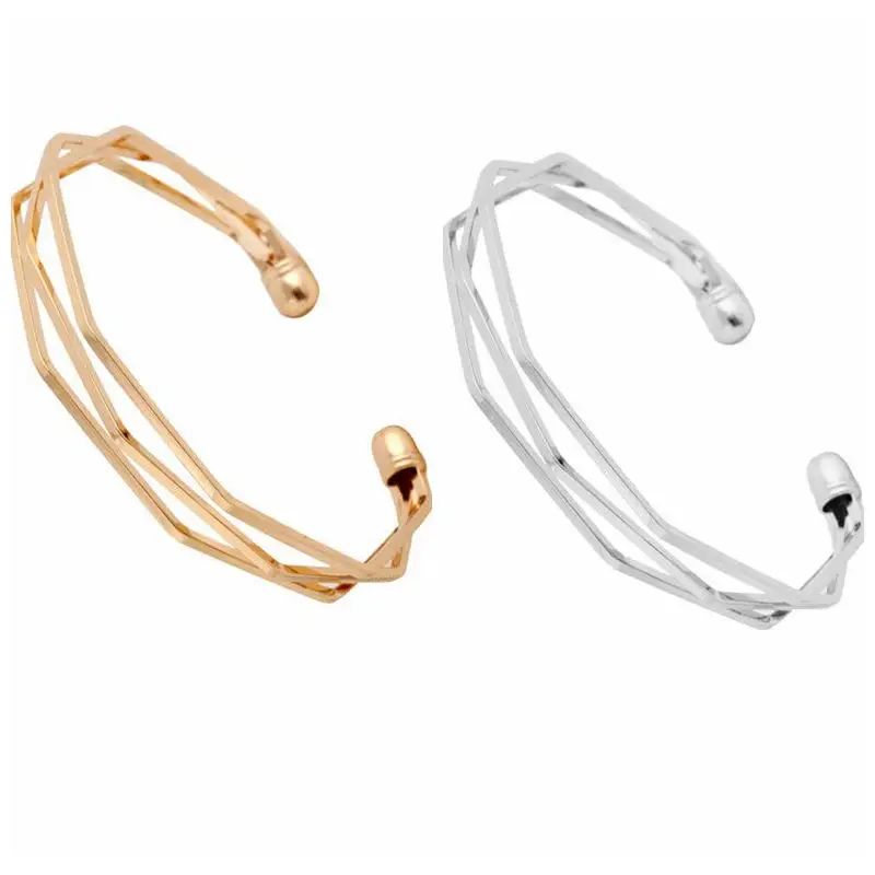 

Fashion Creative 3D Geometry Open Bracelets & Bangles Rose Gold Stainless Steel Hollow Out Cuff Bracelet Women Gifts