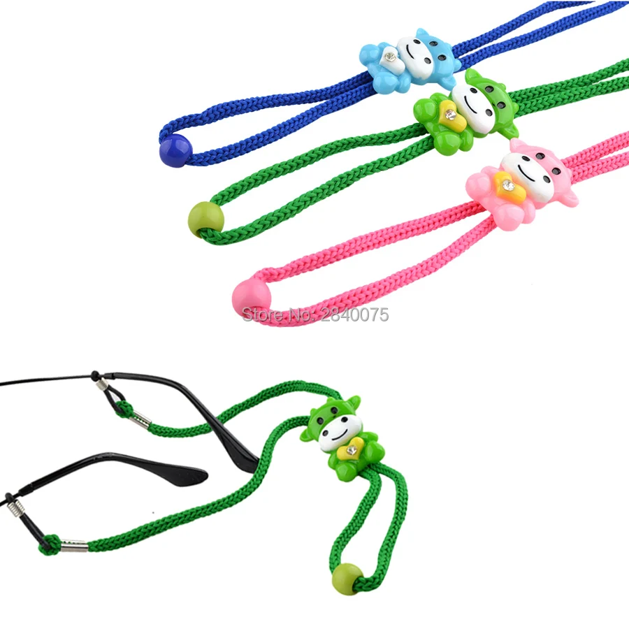 

Retail Colorful Kids Nylon Sun Glasses cord AntiSlip child Eyeglasses Strap Neck Cord with cute adjustable button