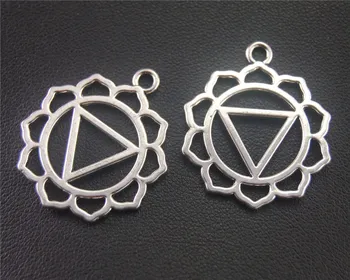 

10pcs Silver Color Chakras Charm Meditation Yoga Charms Pendant DIY Necklace Bracelet Bangle Findings 31x26mm A2010/A2011