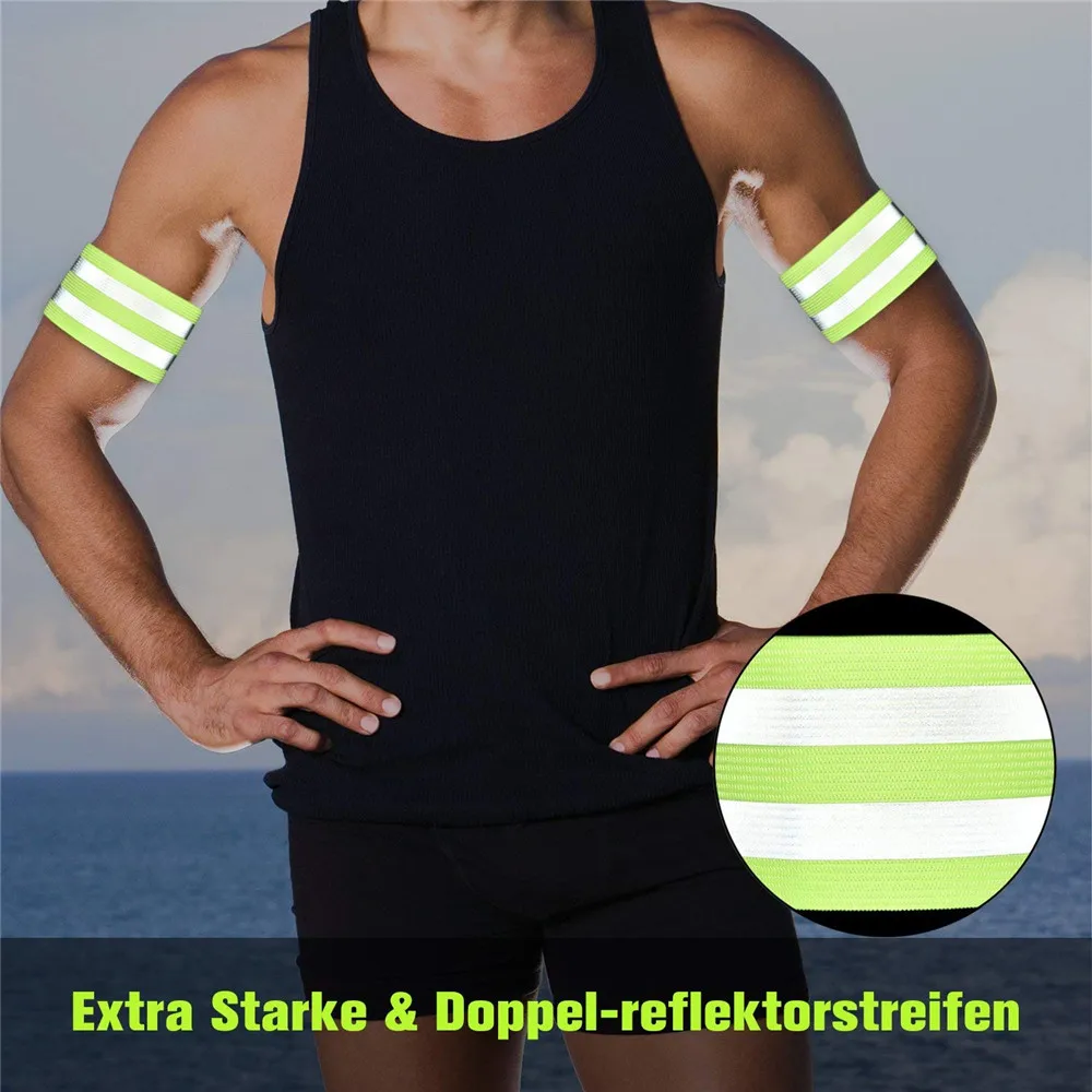 4Pcs Bike Bicycle Reflective Ankle Leg Bind Wrist Safety Band Pants Clip Strap