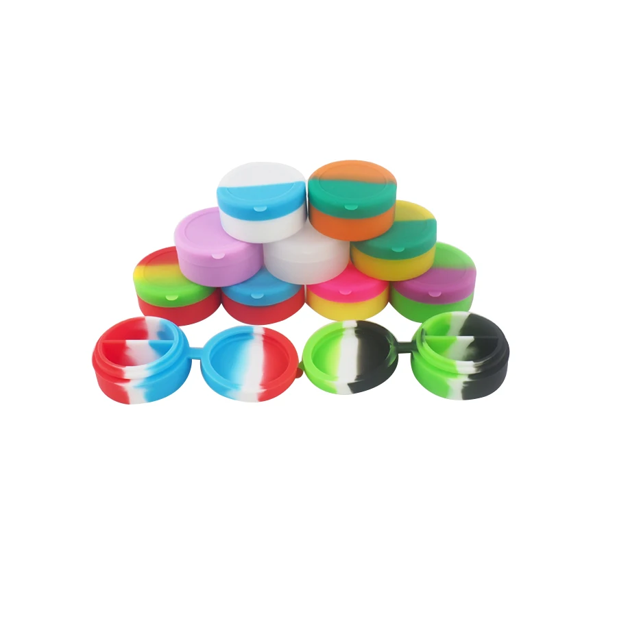 

100pcs 7ml The colorful spilt shape non-stick silicone container jars dab for concentrate wax