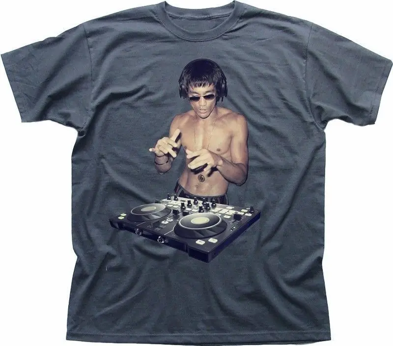 

New Fashion Men'S Short Sleeve Bruce DJ Lee Rave Tjesto Kug-Fu Lee Jun-fan Charcoal T-shirt Funny Casual Tee Shirts Tops