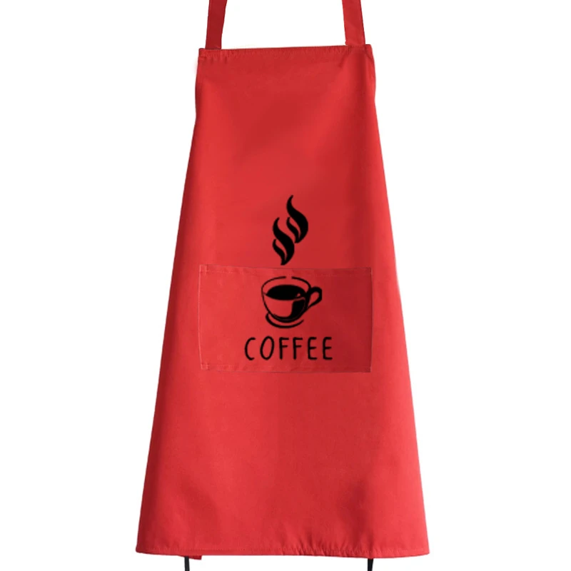 68x74 см водонепроницаемые ремни фартук с карманом кофе печатные фартуки для женщин мужчин дома Кофейня чистящие средства для кухни инструменты - Цвет: Red 2