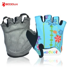 Boodun Детские Перчатки для фитнеса противоударные дышащие уличные MTB дорожные для мальчиков и девочек с рисунком на пол пальца детские спортивные перчатки