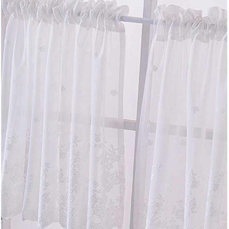 Белые сетчатые ткани, оконные кружевные кухонные занавески, кофейные короткие занавески, дверные панели, Корейская небольшая занавеска, готовая DL039-40