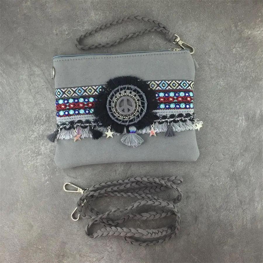 Ręcznie robiona torebka na ramię damska torba typu Crossbody torba na plażę cartera mujer monedero w stylu Vintage