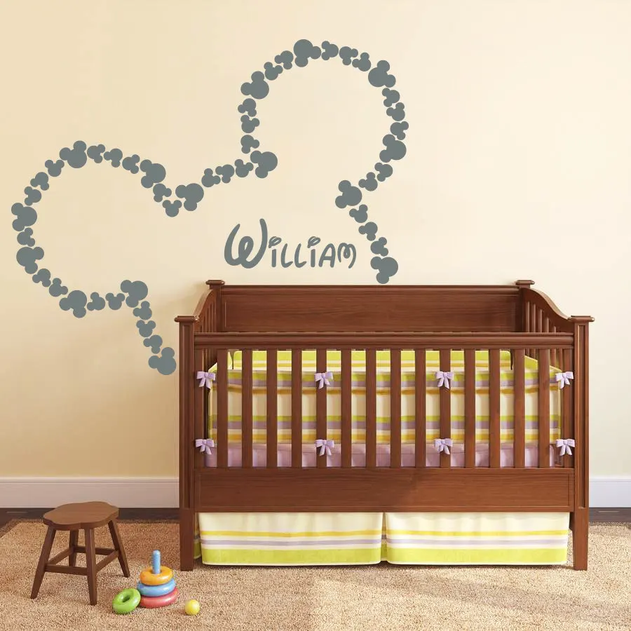 customized kids name cute bow mouse wall stickers bedroom nursery