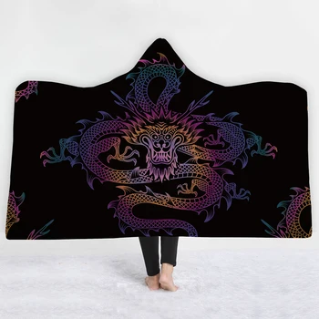 

Hooded Blanket Sherpa Fleece Ocean Blue Wearable plush Throw Blanket on Bed Sofa Thick warm