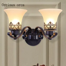 European style retro simple wall lamp living room bedroom dining room wall decoration lamp American Creative iron wall lamp European style retro simple wall lamp living room bedroom dining room wall decoration lamp American Creative iron wall lamp