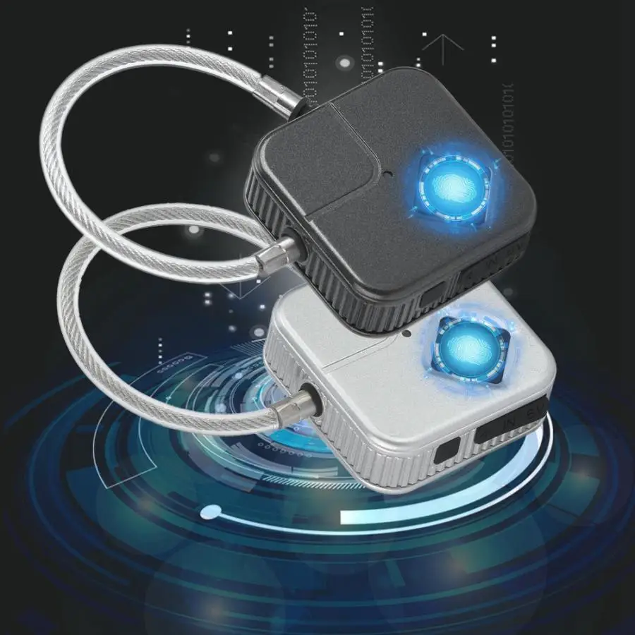 

Smart Fingerprint Lock Keyless Padlock Wire Rope Padlock Waterproof Anti-Theft USB Rechargeable Intelligent Fingerprint Padlock