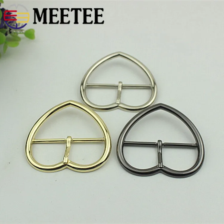 

Meetee 52x45mm Heart Bag Buckles For Handbag Strap Pin Buckle Belt Metal Adjuster Clasp Hooks DIY Leather Craft Accessories