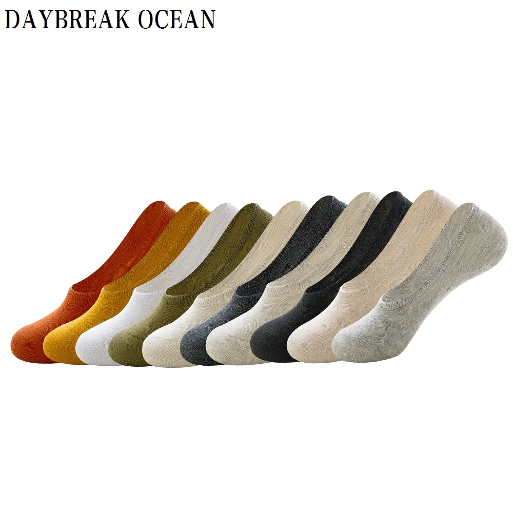 

10 Pairs Multicolour Casual Fashion Men Socks Cotton Ankle Slippers Silicone Invisible No Show Spring Summer Boys Short Socks