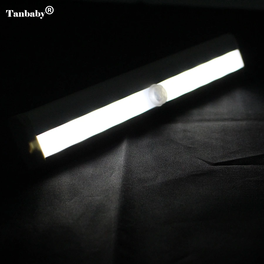 

10LEDs Motion Sensor Closet Cabinet LED Night Light Battery Operated Step Cupboard Kitchen Cabinet Light Bar With Magnetic Strip