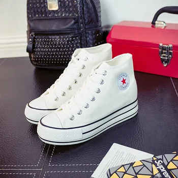 

2019 high-top thick canvas to increase casual women's shoes to increase thick-soled women's shoes canvas shoes.