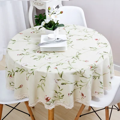  Large garden tablecloth cotton and linen European round tablecloth American country round table clo