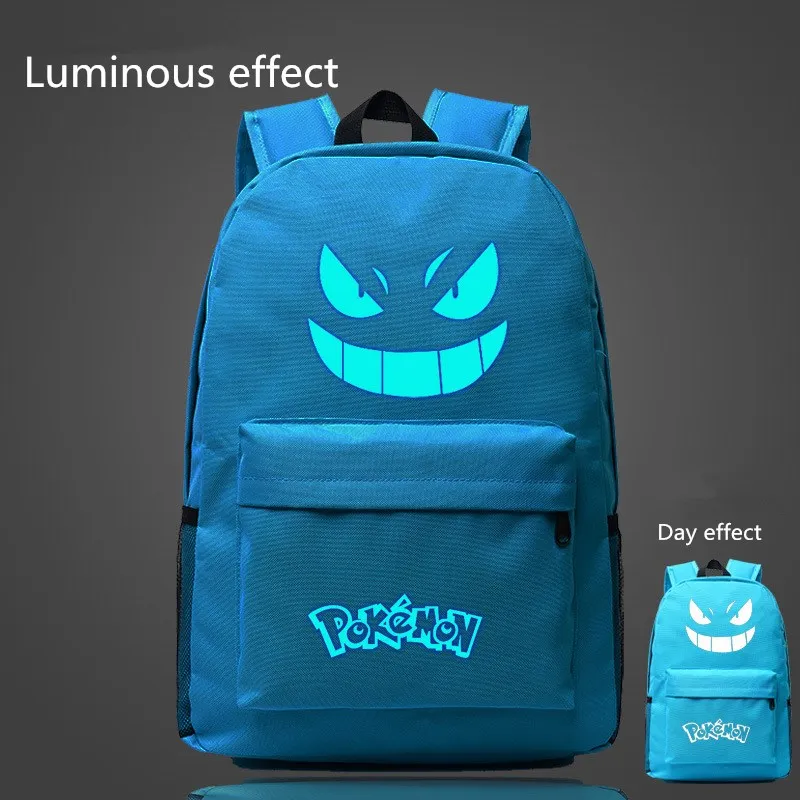 Известный Рюкзак Pokemon Go, рюкзаки Pokemon Gengar, школьные сумки для девочек-подростков, Mochila - Цвет: light blue