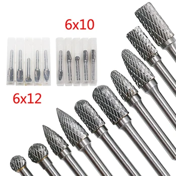

5Pcs / Set Carbide Tungsten Steel Grinding Head 6x10 6x12mm Rotary Boring Cutter Woodworking Wood Carving Carving Knife
