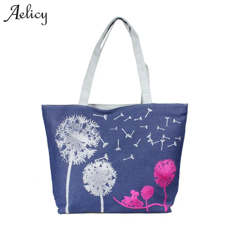 

Aelicy Women Canvas Handbag Printed Shoulder bag Female Large Capacity Ladies Beach Bag Women Canvas Tote Shopping Handbags