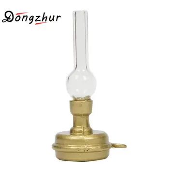 

Dongzhur Copper Base Glass Candlestick Retro Kerosene Lamp 1:12 DIY Dollhouse Miniatures Accessories