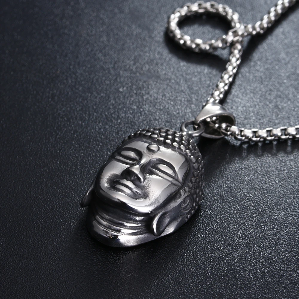 

Hiphop/Rock 316L Stainless Steel Buddha Pendant Necklace Men's Holiday Gift Box chain Necklace Jewelry