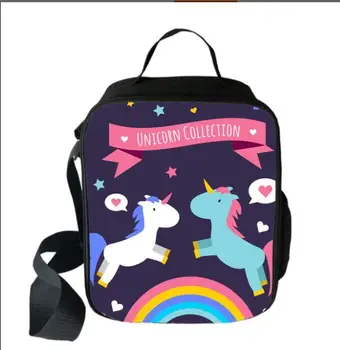 

Cartoons Kawai Unicorn Students School Food Bag Boys Girls Lunch bag Colorful Unicorn Picnic Bag Women Men Lunch Box Best Gift