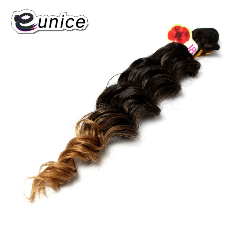 Ombre Jerry Curly Synthetic Hair Weave Bundles Colored Sew in hair Extensions  (2)