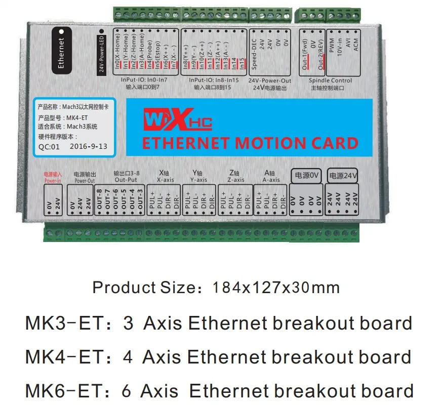 XHC Горячая 4 оси плата контроллера ЧПУ ethernet Mach3 wifi ЧПУ контроллер движения карты 2000 кГц MK4-ET