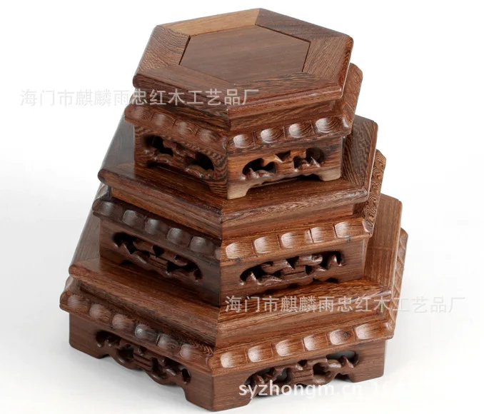 

[Rain] Zhong mahogany antique mahogany crafts high-end business gifts stone carving hexagonal base