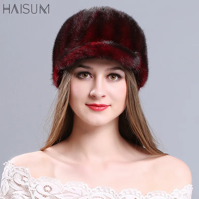 

New winter ladies warm fur mink duck cap Korean version lovely warp knitted embroidered mink fur hat MZ02