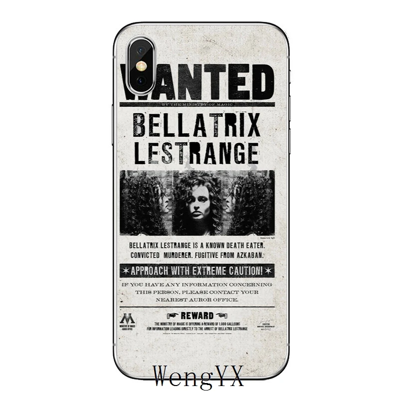 Bellatrix Lestrange Wanted Тонкий Силиконовый ТПУ мягкий чехол для телефона для Apple iPhone 4 4S 5 5S 5c SE 6 6s 7 8 plus X XR XS Max - Цвет: Wanted-A-09