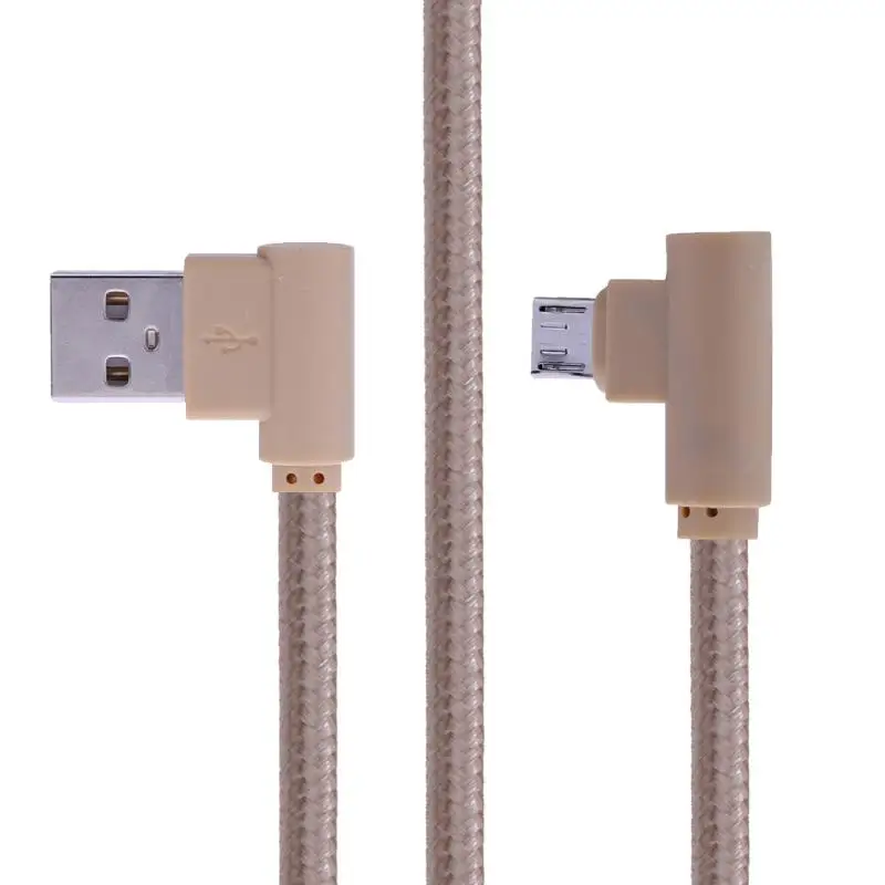 

ALLOYSEED 90 Degree Right Angle 5Pin Mirco USB Braided Data Sync Charging Cable wire line Black/ White/ Gold/ Rose Gold