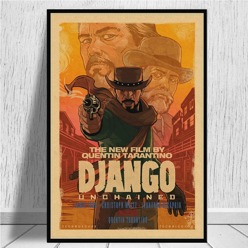 Классический фильм Django Unchained Quentin Tarantino ретро постер крафт бумага кафе домашний