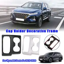 LHD Car Interior Gear Shift Knob Cup Holder Cover Cap Sticker Trim Carbon Fiber Matte Decorative For Hyundai Santa Fe