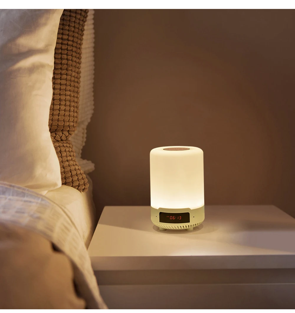 Candeeiro de Mesa Lâmpada de Cabeceira Speaker sem Fio Luz da Noite Recarregável Colorido Levou Quarto Lâmpada Bluetooth Pode Definir um Alarme 20 Recarregável Colorido luz Da Noite LEVOU candeeiro